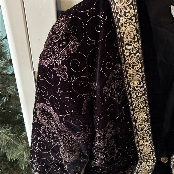 Scott McClintock Sportswear sz 8 Vintage Black and Gold Velvety Blazer euc - Picture 2 of 7